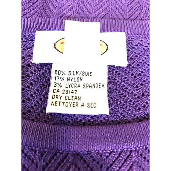 Talbot's Women's Short Sleeve Open Weave Sweater Size Medium Purple Silk blend - Picture 6 of 7